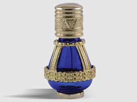 Anointing Oil Spikenard Perfume In Cobalt Blue Glass Bottle Silver