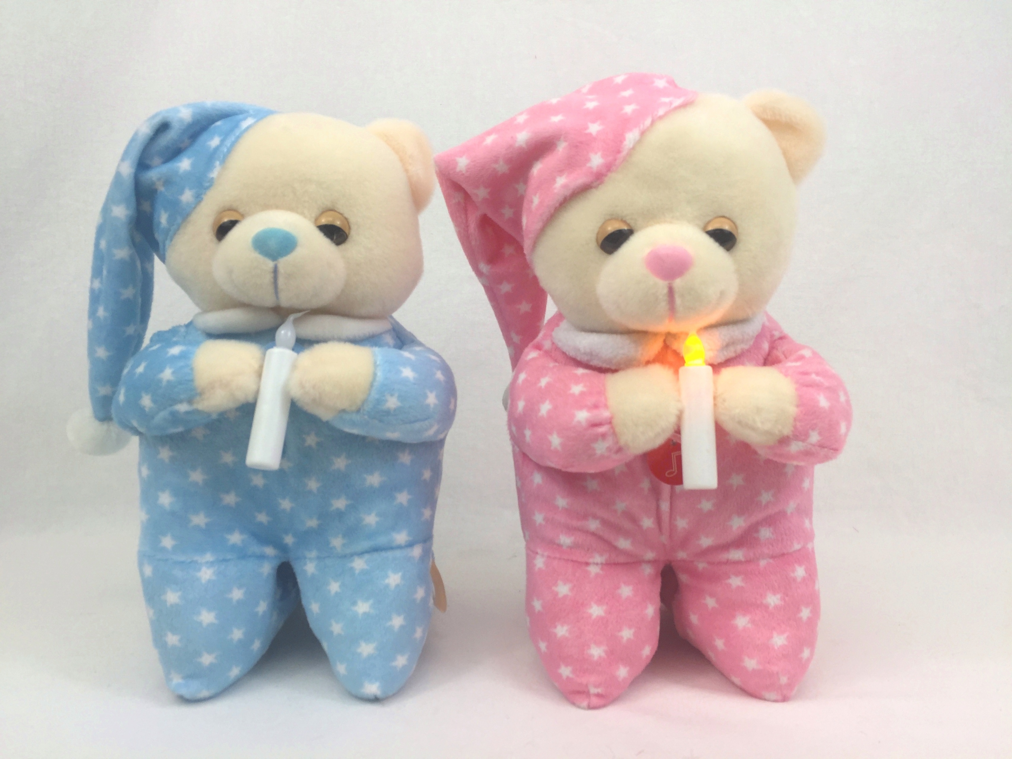 NEW! Blue Talking LORD'S PRAYER Soft Plush  Baby Teddy Bear w/ Light-Up Candle 